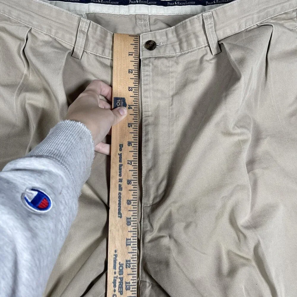 Polo Ralph Lauren Chino Pants Mens 35x29 Beige Polo Chino Cotton Classic Pleated